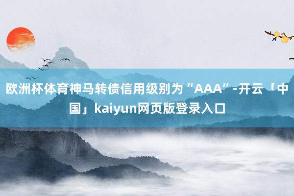 欧洲杯体育神马转债信用级别为“AAA”-开云「中国」kaiyun网页版登录入口