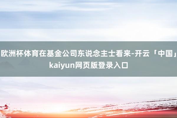 欧洲杯体育在基金公司东说念主士看来-开云「中国」kaiyun网页版登录入口